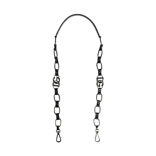 Dolce & Gabbana Black Leather Silver Chain Bag Accessory Shoulder Strap