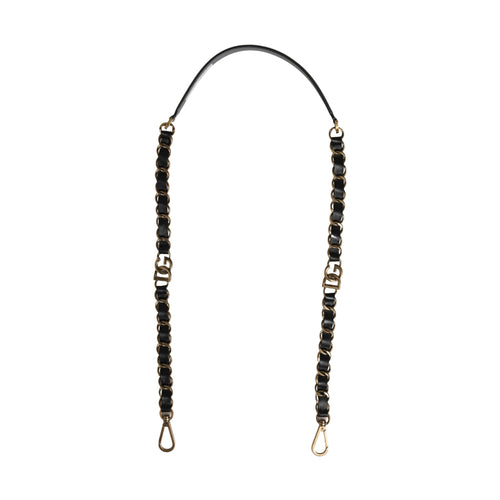 Dolce & Gabbana Black Leather Gold Chain Bag Accessory Shoulder Strap