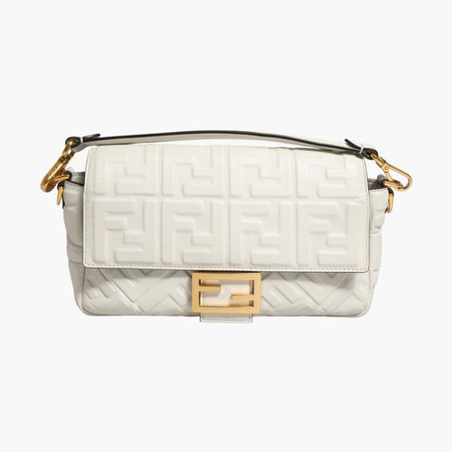 Fendi FF Embossed Baguette Nappa Leather Bag