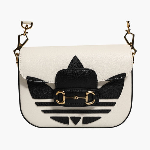 Gucci x Adidas Horsebit 1955 White Black Calfskin Leather Shoulder Bag