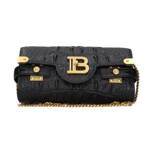 Balmain Black Leather Clutch Bag