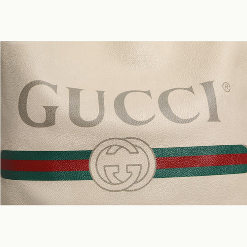 Gucci White Web Sherry Logo Print Tote Bag