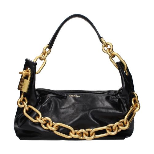 Balmain Black Leather Shoulder Bag