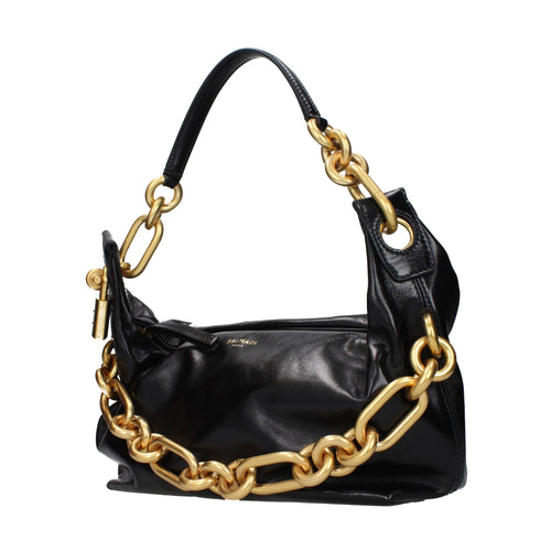 Balmain Black Leather Shoulder Bag