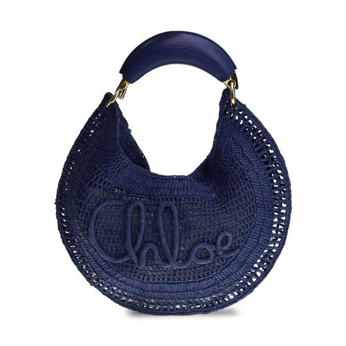 Chloé Blue Raffia Shoulder Bag