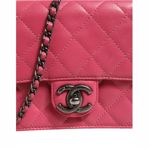 Chanel Pink Quilted Lambskin Leather Classic Square Mini Flap Bag