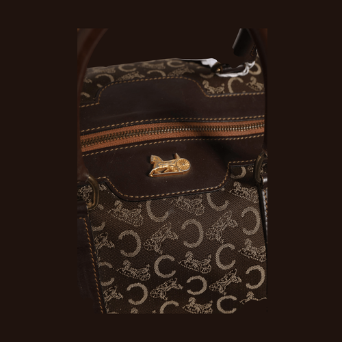Celine Dark brown and Gold logo duffel