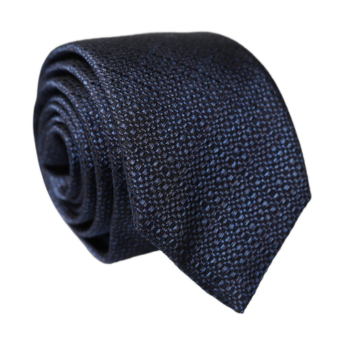 Dolce & Gabbana Navy Blue Textured Silk Adjustable Men Tied Necktie Tie