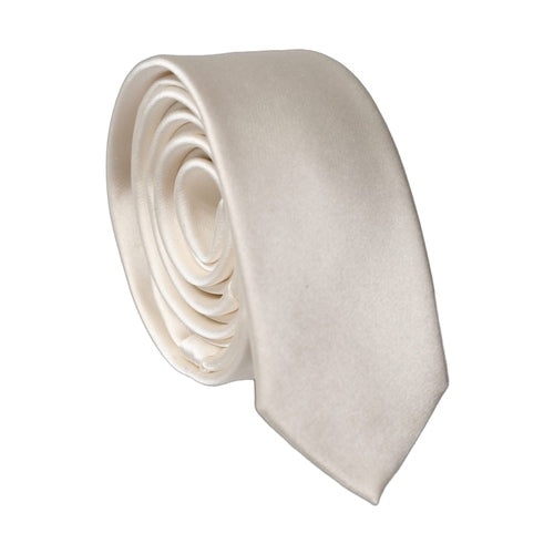 Dolce & Gabbana Off White Satin 100% Silk Adjustable Men Tied Necktie Tie