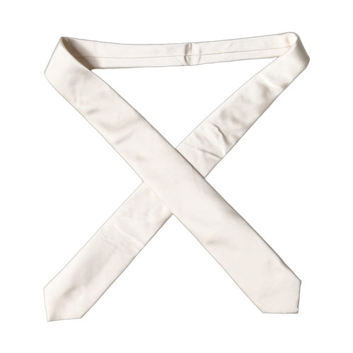Dolce & Gabbana Off White Satin Silk Adjustable Women Tied Necktie Tie