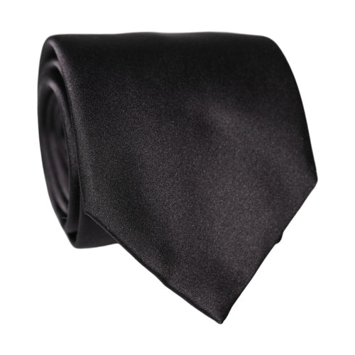 Dolce & Gabbana Black Satin 100% Silk Adjustable Women Tied Necktie Tie