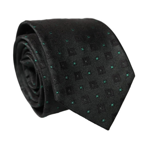 Dolce & Gabbana Black Geometric Silk Adjustable Men Tied Necktie Tie