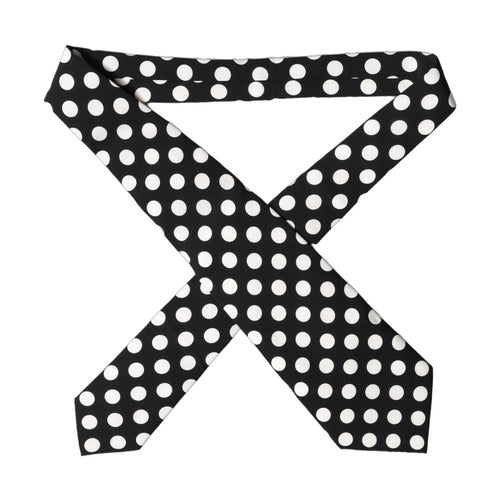 Dolce & Gabbana Black White Polka Dot Silk Adjustable Women Necktie Tie