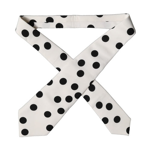 Dolce & Gabbana White Black Polka Dot Silk Adjustable Women Necktie Tie