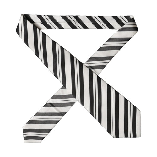 Dolce & Gabbana Black White Stripes Silk Adjustable Women Necktie Tie
