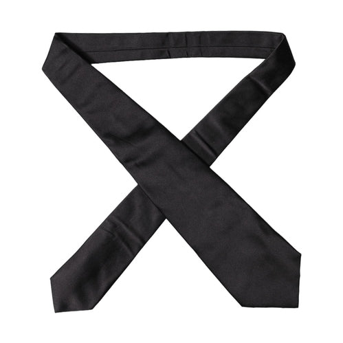 Dolce & Gabbana Black Satin Silk Blend Adjustable Women Tied Necktie Tie