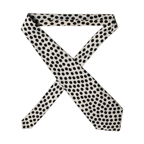 Dolce & Gabbana White Black Polka Dot Silk Adjustable Women Necktie Tie