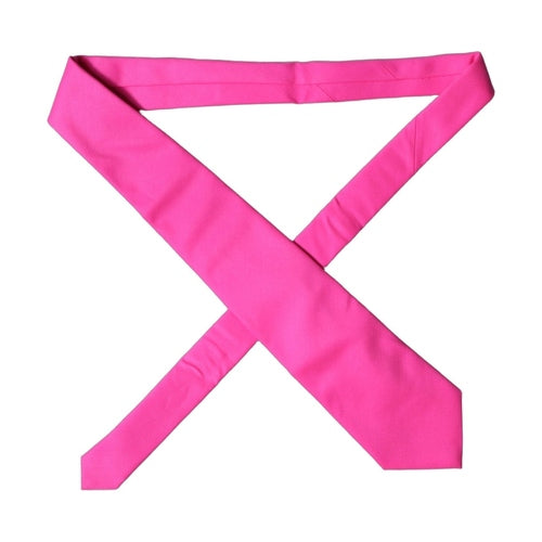 Dolce & Gabbana Neon Pink Solid Satin Silk Adjustable Women Necktie Tie