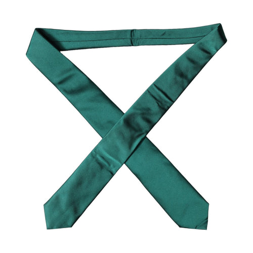 Dolce & Gabbana Dark Green Satin Silk Adjustable Women Tied Necktie Tie