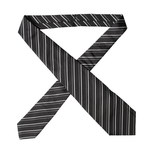 Dolce & Gabbana Black White Stripes Silk Adjustable Women Necktie Tie