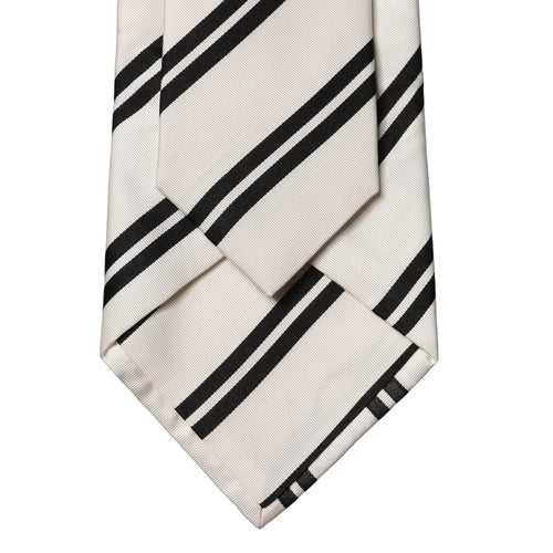 Dolce & Gabbana White Black Stripes Silk Adjustable Women Necktie Tie