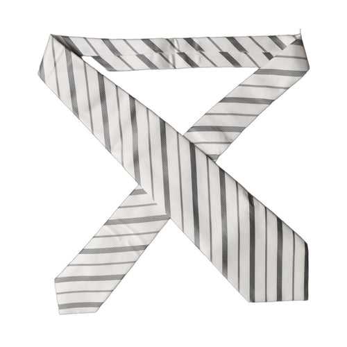 Dolce & Gabbana Black White Stripes Silk Adjustable Women Necktie Tie