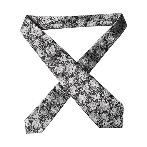 Dolce & Gabbana Black Silver Floral Silk Adjustable Women Necktie Tie