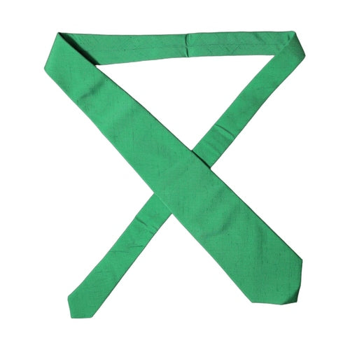 Dolce & Gabbana Green Solid Silk Cotton Adjustable Women Necktie Tie