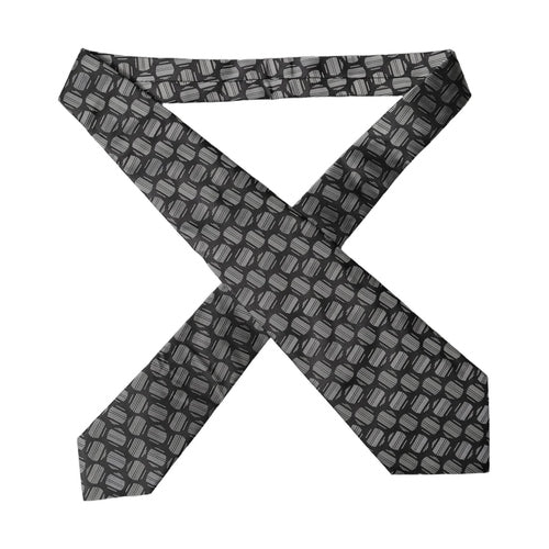 Dolce & Gabbana Black White Geometric Silk Adjustable Women Necktie Tie