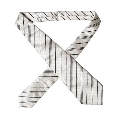 Dolce & Gabbana White Black Stripes Silk Adjustable Women Necktie Tie
