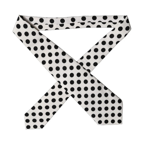 Dolce & Gabbana White Black Polka Dot Silk Adjustable Women Necktie Tie