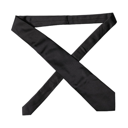 Dolce & Gabbana Black Solid Satin Silk Adjustable Women Necktie Tie