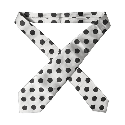 Dolce & Gabbana White Black Polka Dot Silk Adjustable Women Necktie Tie