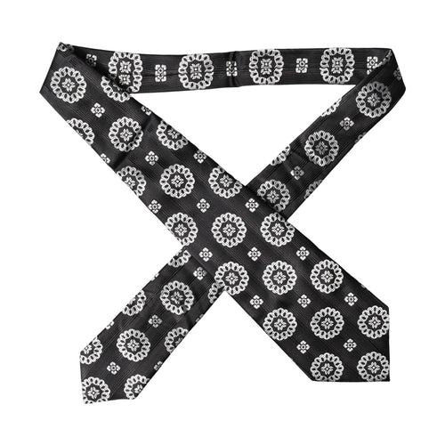 Dolce & Gabbana Black White Floral Silk Adjustable Women Necktie Tie