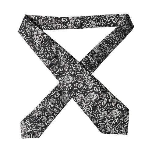 Dolce & Gabbana Black White Paisley Silk Adjustable Women Necktie Tie