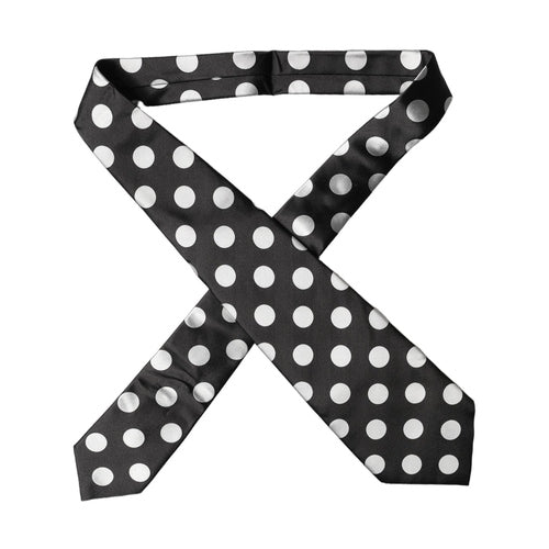 Dolce & Gabbana Black White Polka Dot Silk Adjustable Women Necktie Tie