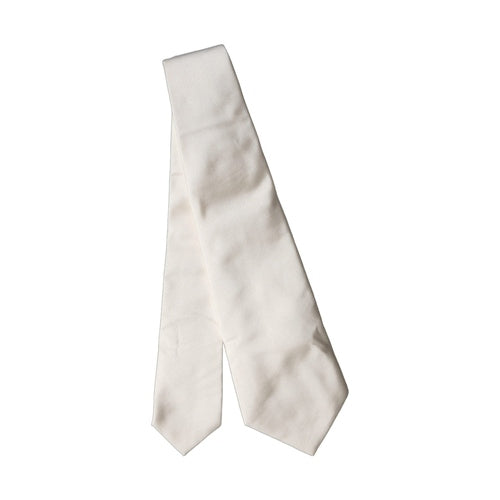Dolce & Gabbana Off White Solid Silk Adjustable Women Tied Necktie Tie