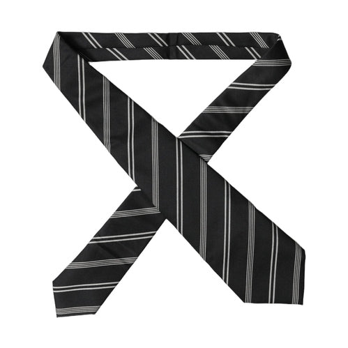 Dolce & Gabbana Black White Stripes Silk Adjustable Women Necktie Tie