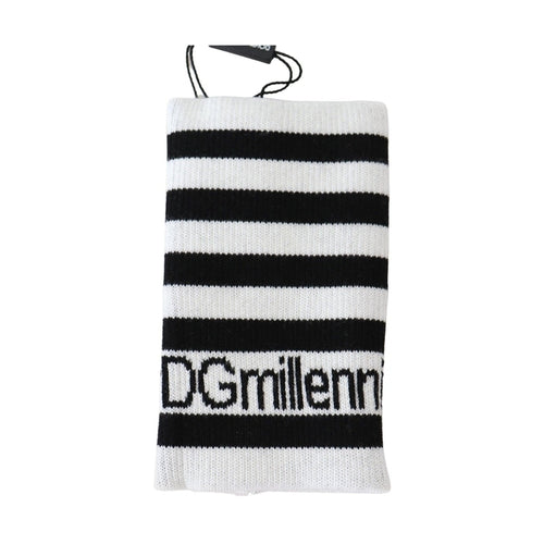Dolce & Gabbana Black White Wool DGMillennials Wristband Wrap