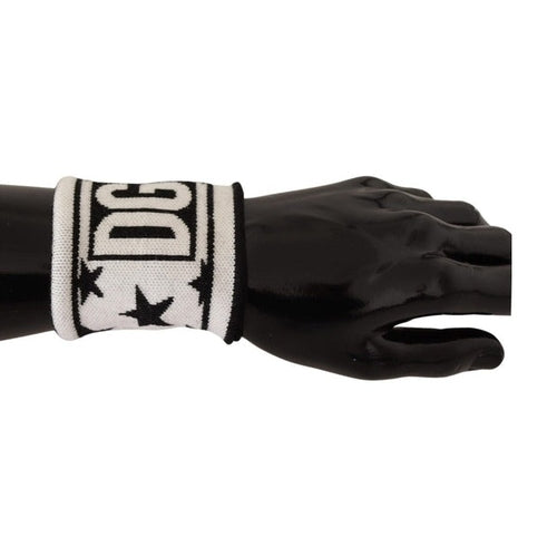 Dolce & Gabbana White Black Wool Logo #DGMILLENNIALS Wristband