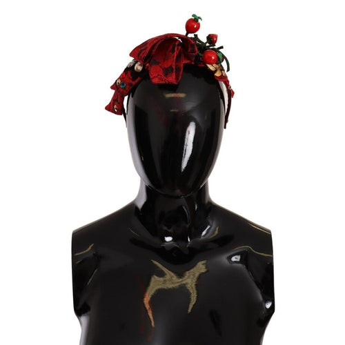 Dolce & Gabbana Red Tiara Berry Fruit Crystal Bow Hair Diadem Headband