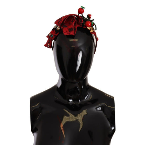 Dolce & Gabbana Red Tiara Berry Fruit Crystal Bow Hair Diadem Headband