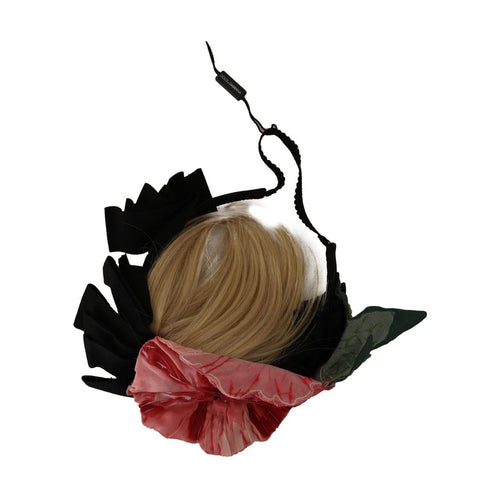 Dolce & Gabbana Black Silk White Hair Parrucchiera Diadem Headband