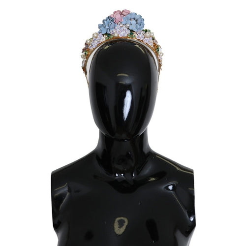 Dolce & Gabbana Gold Crystal Purple Hortensia Headband Crown Diadem