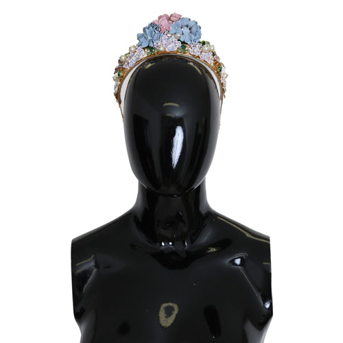 Dolce & Gabbana Gold Crystal Purple Hortensia Headband Crown Diadem