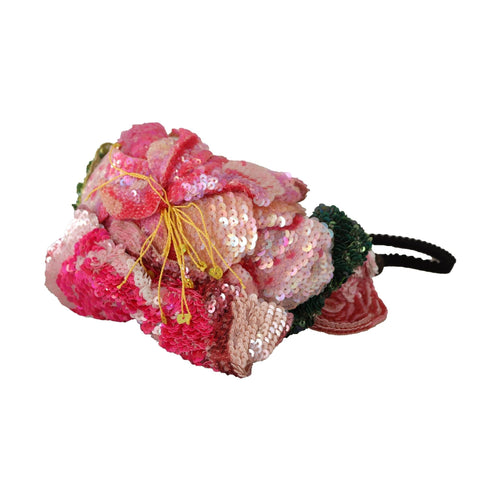Dolce & Gabbana Multicolor Sequined Lurex Black Hair Headband