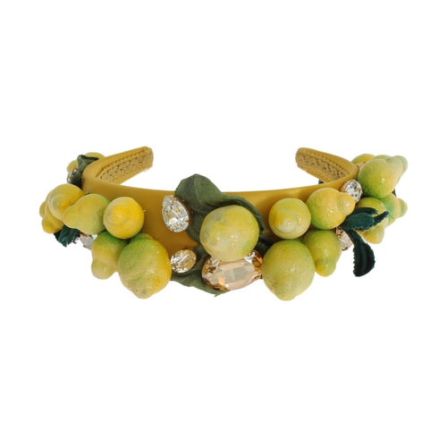 Dolce & Gabbana Yellow Lemons Sicily Crystal Diadem Tiara Headband
