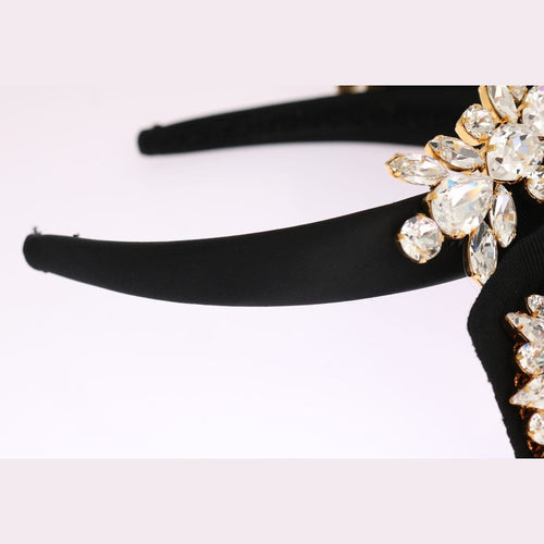Dolce & Gabbana Black Crystal White Hair Parrucchiera Headband Diadem