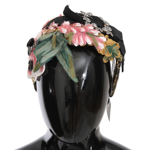 Dolce & Gabbana Multicolor Tiara Floral Crystal Bow Diadem Headband