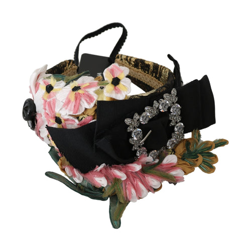 Dolce & Gabbana Multicolor Tiara Floral Crystal Bow Diadem Headband